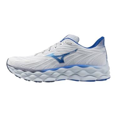 Imagem de Mizuno Tênis de corrida masculino Wave Sky 8, Plein Air/Azul Laser, 8 Wide