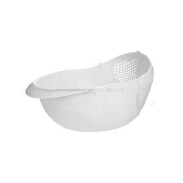 Imagem de Jawyem Peneira de Arroz Escorredor de Plástico Cesta de Drenagem de Cozinha com Alças Tigela de Arroz Coador Cesta de Pia Ralo Ferramentas de Cozinha (Branco)