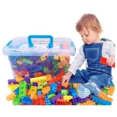Imagem de Blocos de Montar 150 Peças coloridas dentro da caixa acrílica  - Rei B