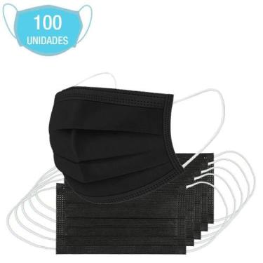 Imagem de Máscara Preta Cirúrgica Descartável Tripla Tnt 100 Unidades - Pro Mask