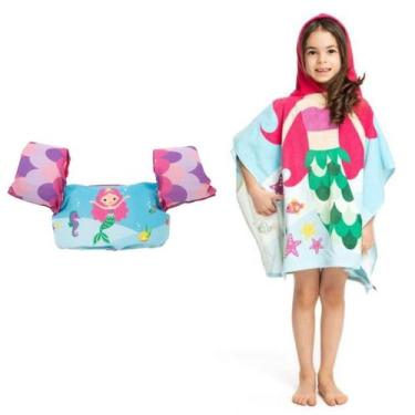 Imagem de Toalha Poncho Infantil + Boia Salva Vidas Homologada Sereia - Momis Pe