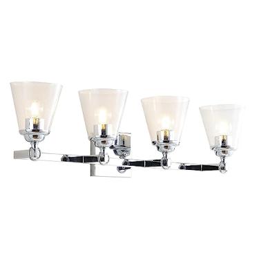 Imagem de JONATHAN Y JYL7435A Marion 72,4 cm 4-Light Hurricane Metal/Glass Vanity Light Contemporâneo Transitório 2700K LED 4W Lâmpadas Reversível Entrada Entrada Cozinha Banheiro Quarto Sala de Estar, Cromado