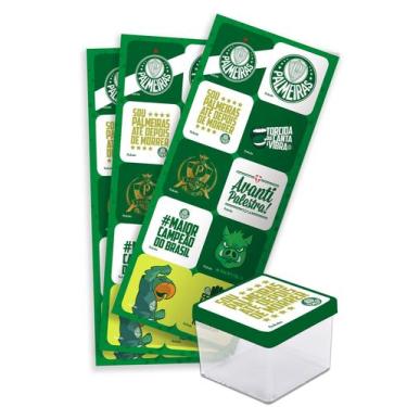 Imagem de Adesivo Quadrado Decorativo Festa Palmeiras - 30 unidades - Festcolor 