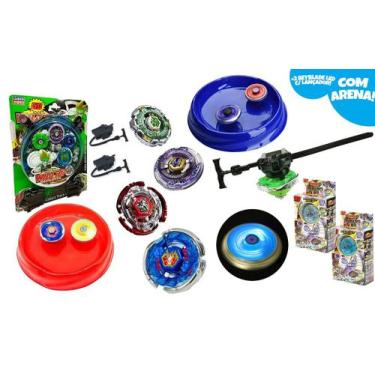 Imagem de Kit 6 Beyblade Led com Arena Pista 4 Lançador Pegasus Beyblad Piao Led