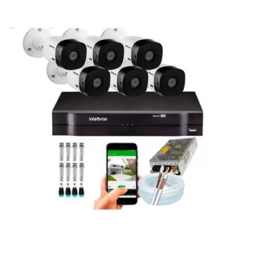 Imagem de Kit 6 Câmeras Intelbras 1120b Hd 720p  Dvr Mhdx 8 Canais