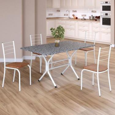 Imagem de Conjunto Sala de Jantar Mesa Retangular 120x75cm Tampo Granito Ocre 4 