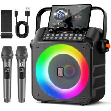 Imagem de Máquina de karaokê HWWR com 2 microfones sem fio 40W