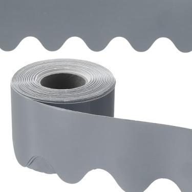 Imagem de PATIKIL Borda de quadro de avisos, pôster de 65,5 metros, quadro-negro, decoração de cortiça, bordas recortadas, decoração de parede para sala de aula e escritório, cinza escuro Morandi