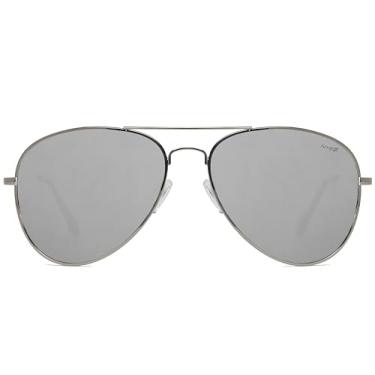 Imagem de NYS Collection Óculos de sol aviador clássico polarizado premium, armação leve, lentes de 63 mm, UV400 para homens e mulheres, Armação prateada - lente espelhada prateada, One Size