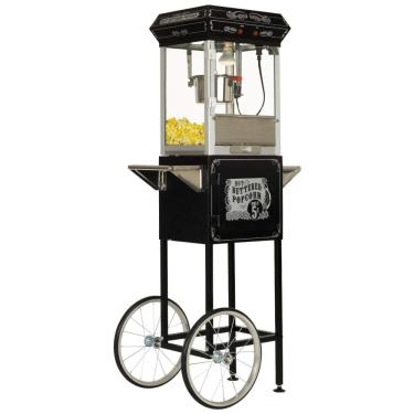Imagem de Carrinho de Pipoca Retro com Panela de 118 mL e Iluminação, 110V, Funtime FT454CB, Preto