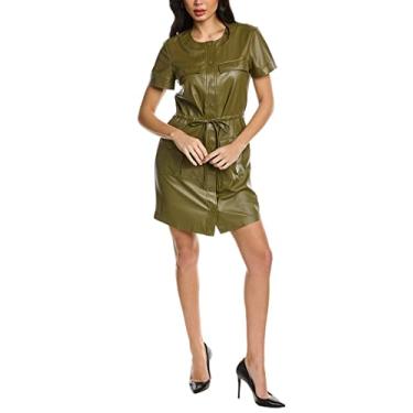 Imagem de Trina Turk Vestido feminino de couro sintético, Verde, 48