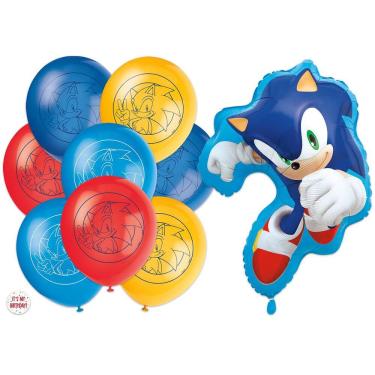 Imagem de Conjunto de balões exclusivo de látex e papel alumínio Sonic The Hedgehog