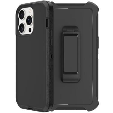 Imagem de RubCase Capa para iPhone 15 Pro com protetor de tela x2, coldre com clipe de cinto, resistente, grau militar, à prova de choque, à prova de poeira, capa protetora robusta para Apple iPhone 15 Pro
