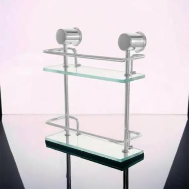 Imagem de Prateleira de Vidro para Banheiro, 2 Níveis, 6mm, Suporte Cromado, Vidro Incolor