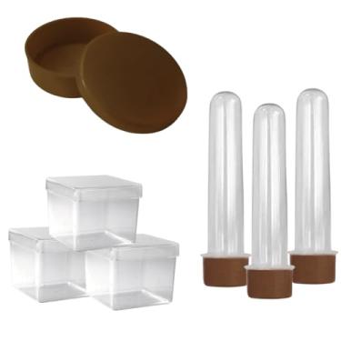 Imagem de Lembrancinha Kit Com 20 Tubetes 13cm, 20 Latinhas e 20 Caixinhas 5x5. Festa Kit Aniversario (Marrom)