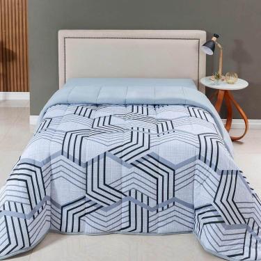 Imagem de Edredom King Luar Super Macio Malha 100% Algodão Dupla Face 01 Peça - Cinza Geométrico