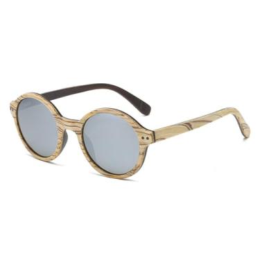 Imagem de Retro Laminado Óculos De Madeira Moldura Retro Homens Mulheres Moda Redondo Ao Ar Livre Esportes Condução Tendência UV400,C5