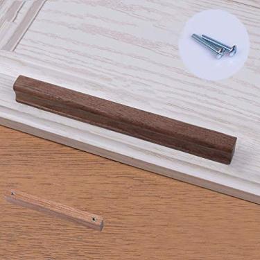 Imagem de Puxador de porta de guarda-roupa de madeira maciça longa, puxadores de gaveta de cômoda de móveis, puxadores de armário de bar de cozinha, puxadores de armário de armário de banheiro, nogueira preta,