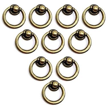 Imagem de Puxador de porta de armário de armário, puxadores de cômoda de anel, puxadores de armário, puxadores de guarda-roupa de móveis, gaveta, liga de zinco, puxadores de anel (bronze retrô)