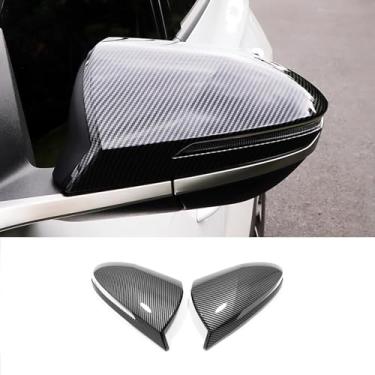 Imagem de KELEIMAI Acessórios de carro adequados para Hyundai TUCSON 2024 2023 2022 Acabamento da tampa do espelho retrovisor lateral da porta do carro (estilo fibra de carbono) 2 peças ABS