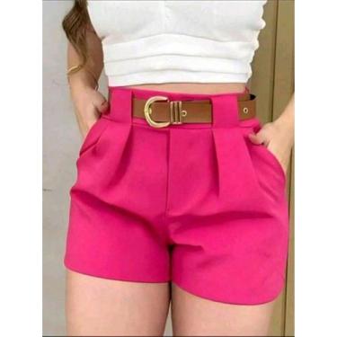 Imagem de Short Alfaiataria Feminino Curto com Anel Larga - NoBrand, Pink, GG