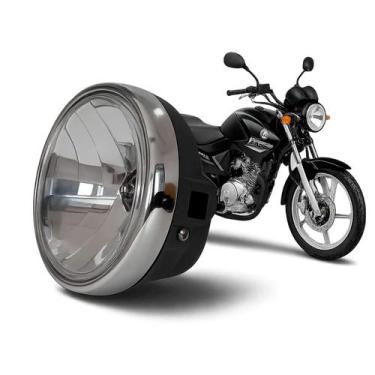 Imagem de Farol Da Moto Yamaha Factor Ybr 125 Completo Aro Cromado 2009 até 2024