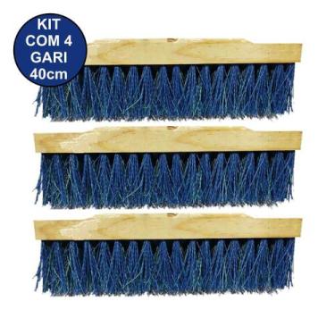 Imagem de KIT COM 3 VASSOURA ESCOVÃO GARI NYLON DURO 40cm SEM CABO - Marcão Rodo
