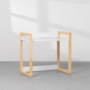 Imagem de Escrivaninha Infantil Noah Natural e Branco Fosco  80cm - Abra Casa