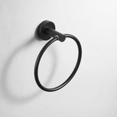 Imagem de Conjunto de ferragens pretas para banheiro em aço inoxidável 304 - Suporte para rolo de papel higiênico de parede, gancho para roupão - resistente, anel para toalha B