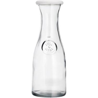 Imagem de Jarra de vidro com tampa de silicone branco e pescoço afunilado - 1 litro - 978 g - 10 x 28 cm jarra de bebidas para bar Mimosa - vinho - água - suco - leite - embalagem individual - limpeza brilhante