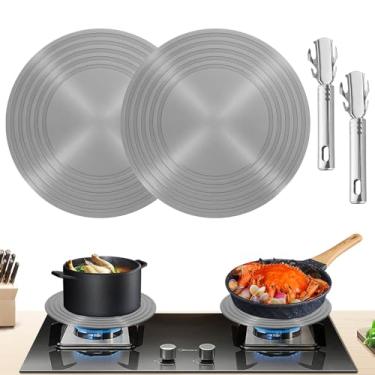 Imagem de Dazzleimart Pacote Com 2 Placas Difusoras De Calor Para Fogão A Gás, Bandeja Redonda Descongelamento Rápido, Revestimento Antiaderente Alumínio, Utensílios Cozinha, Placa Em Fogo Baixo, Condução Mul