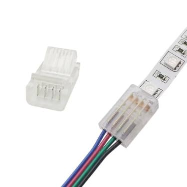 Imagem de Biantie La Conector de fita de LED de 4 pinos de 10 mm para fio RGB sem fio, adaptador sem solda, conexão de extensão de terminal para fitas de luzes de LED multicoloridas 12 V 24 V (pacote com 10)