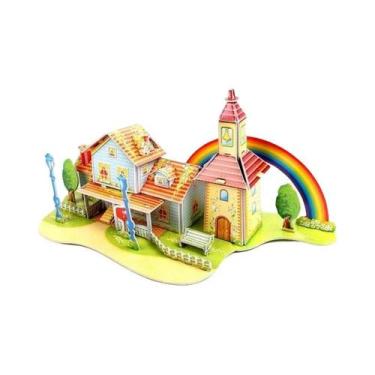 Imagem de Crianças 3D DIY Puzzle Castelo Modelo Desenho Animado Brinquedo De Pap