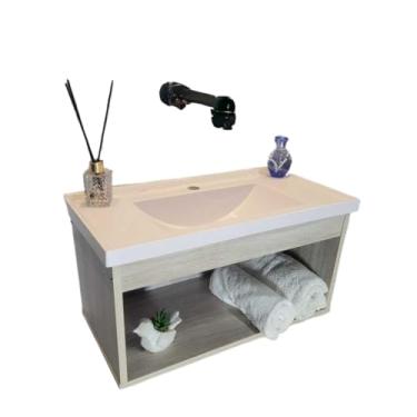 Imagem de Armário Slim 60cm Gabinete de banheiro Casa Gabinete de Banheiro Armário Banheiro Com Pia Slim 60cm(TEKA NATURAL)