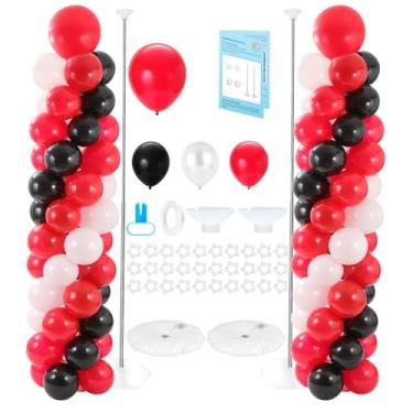 Imagem de Balloon Column Stand with 102 Balloons, Balloon Column Kit Set of 2, Metal Balloon Tower Stand with Base for Floor, Height Adjustable from 1.57 to 7 Ft, For Party Decorations
