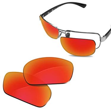 Imagem de Glintbay Lentes de óculos de sol de substituição 100% precisas para RayBan RB3379-64 - Espelhado vermelho fogo polarizado