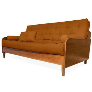 Imagem de Sofá Cama Paris II Sarja em Madeira Maciça Cor Natural - Caramelo - R9