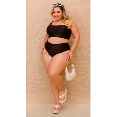 Imagem de Biquini Plus size alça única mula manca cintura alta c/ bojo - Tropica