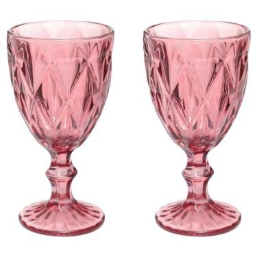 Imagem de Jogo 2 Taças Diamante Copos Vidro Lilás Bico De Jaca 300ml - QUALITY H