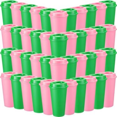 Imagem de Honeydak Pacote com 45 xícaras de café reutilizáveis de 473 ml com tampas xícaras de chá portáteis reutilizáveis canecas de café quente copos de plástico a granel canecas de bebidas de viagem para