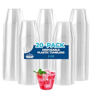 Imagem de Copos de plástico de 142 g – 20 copos pequenos transparentes e rígidos descartáveis de vinho – Copos de coquetel para festas – Copo frio durável para perfuração, amostra, festa, medicamentos