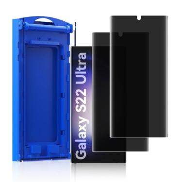 Imagem de KUZOOM Kit de instalação de protetor de tela antiespião para Samsung Galaxy S22 Ultra 5G de 6,8 polegadas, película protetora de tela curvada 3D com cobertura total, antiarranhões 30 segundos