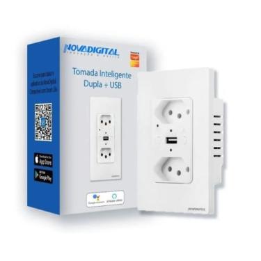 Imagem de Tomada de parede dupla inteligente Novadigital + USB - Nova Digital