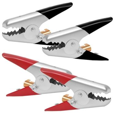 Imagem de KHZSPP 4 braçadeiras de carregador de bateria de carro 600A, preto e vermelho, clipe de mola de metal resistente, para cabos de jump, partida de salto, carregamento e teste