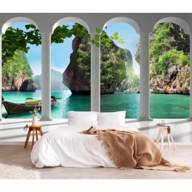 Imagem de YQWDMX - Mural de papel de parede 3D paisagem floresta verde para quarto ZY03 M