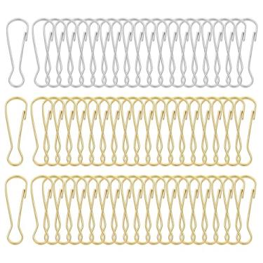 Imagem de PATIKIL Ganchos de cordão, 60 peças de aço inoxidável 50 x 15,7 x 3,4 mm com mola 304 ganchos de metal para chaveiro, chaveiro, cartão de identificação, cortina de chuveiro, ouro prata
