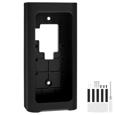 Imagem de Suporte de campainha de vídeo antirroubo - Suporte ajustável sem perfuração para casas e apartamentos, suporte de câmera ABS de ângulo de ± 45° com adesivo e instalação de parafuso