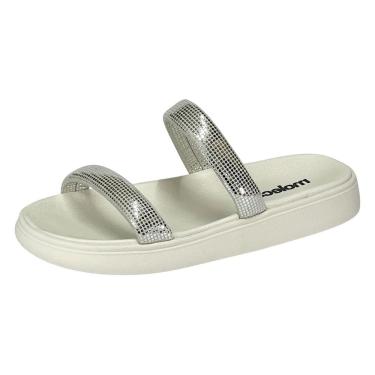 Imagem de Chinelo Feminino Flatform Papete Brilho Conforto Moleca
