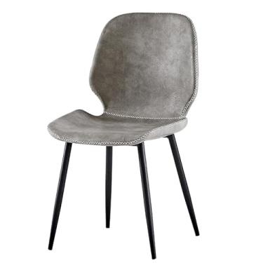 Imagem de Cadeira de jantar contemporânea de couro PU com pernas de metal - várias cores disponíveis (cinza claro vintage)