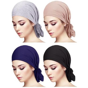Imagem de Lenços de cabeça Syhood Slip-On, chapéus femininos pré-amarrados, 4 pe